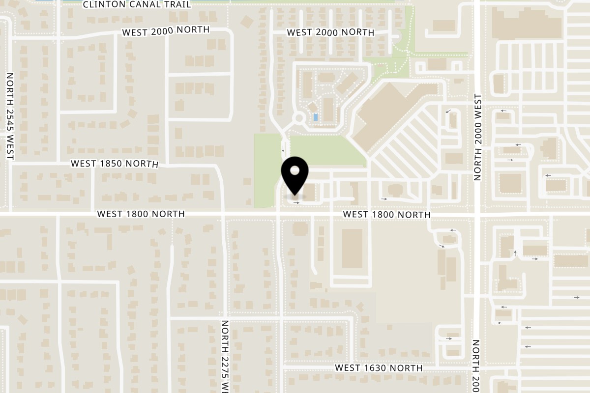 Map showing the location of Wedgies - Greens, Proteins & Ice Cream on 2212 W 1800 N Ste. B in Clinton
